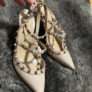 Valentino Beige Studded Heels